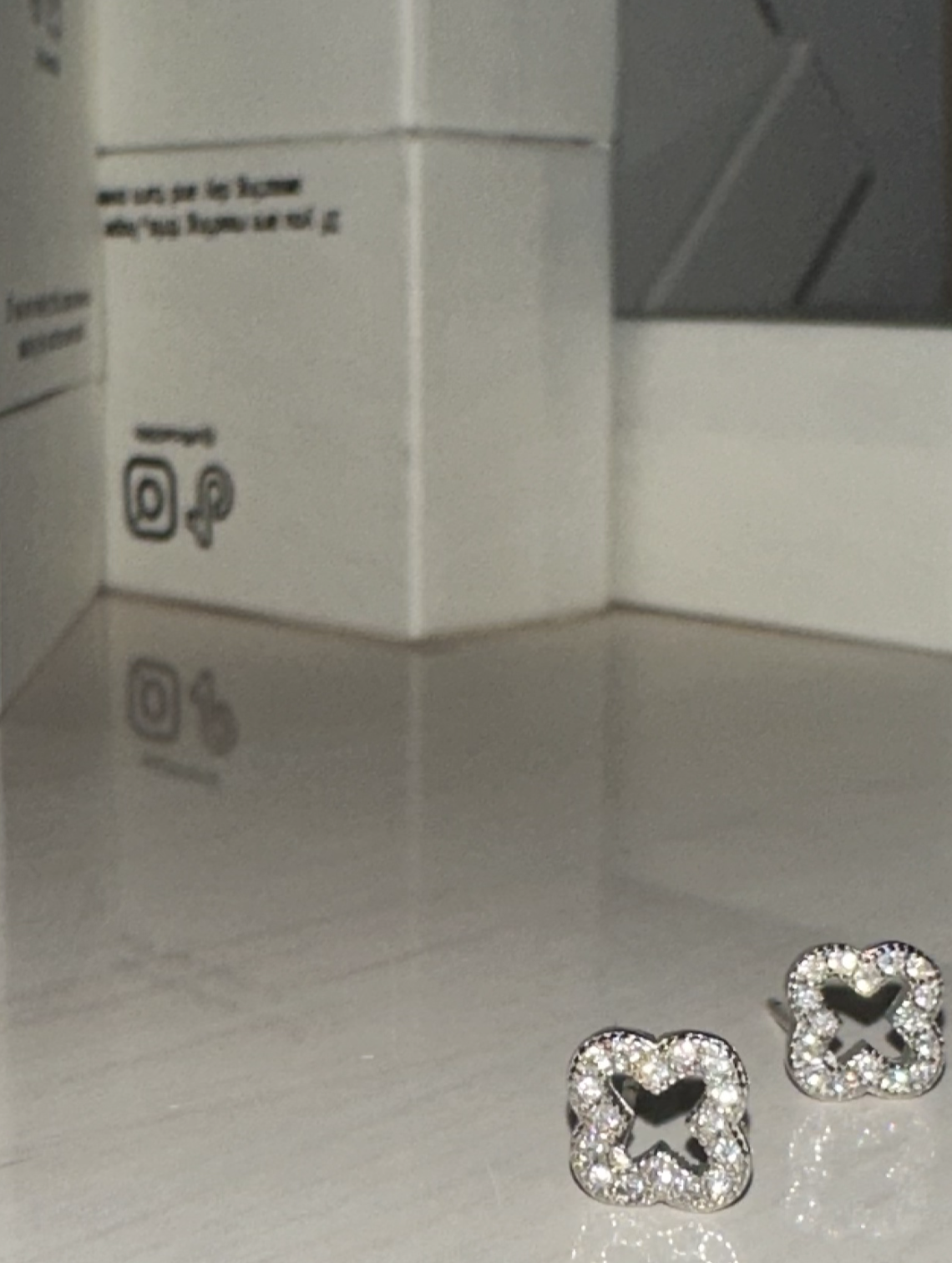 Silver Four Leaf Clover Stud Earrings