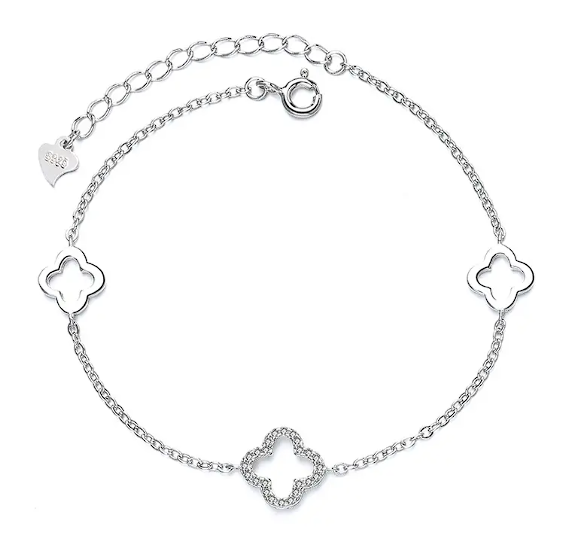 Silver Four Leaf Clover Bracelet