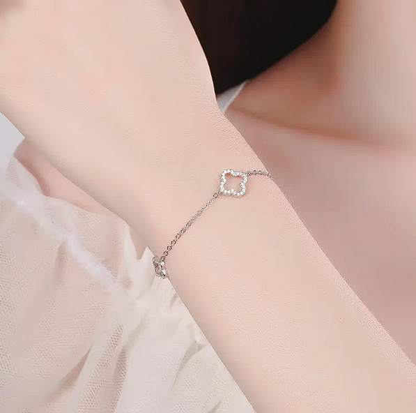 Silver Four Leaf Clover Bracelet